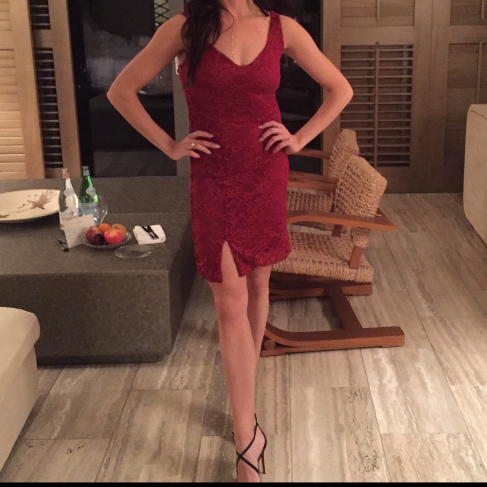 AQUA Red Dress w/Slit